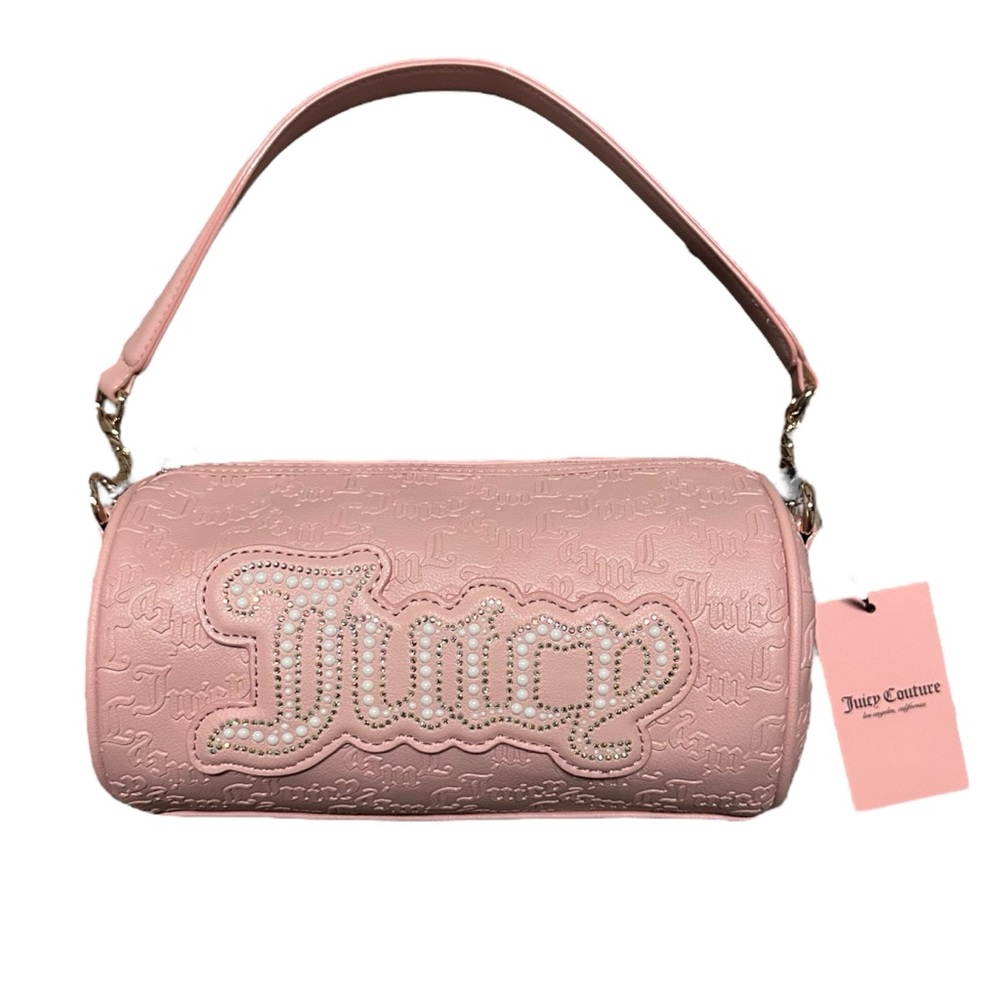 NWT Juicy Couture Pink Diamond String Of Pearls Barrel Roll Shoulder Bag